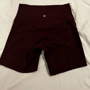 Dark red align shorts 6 inch inseam